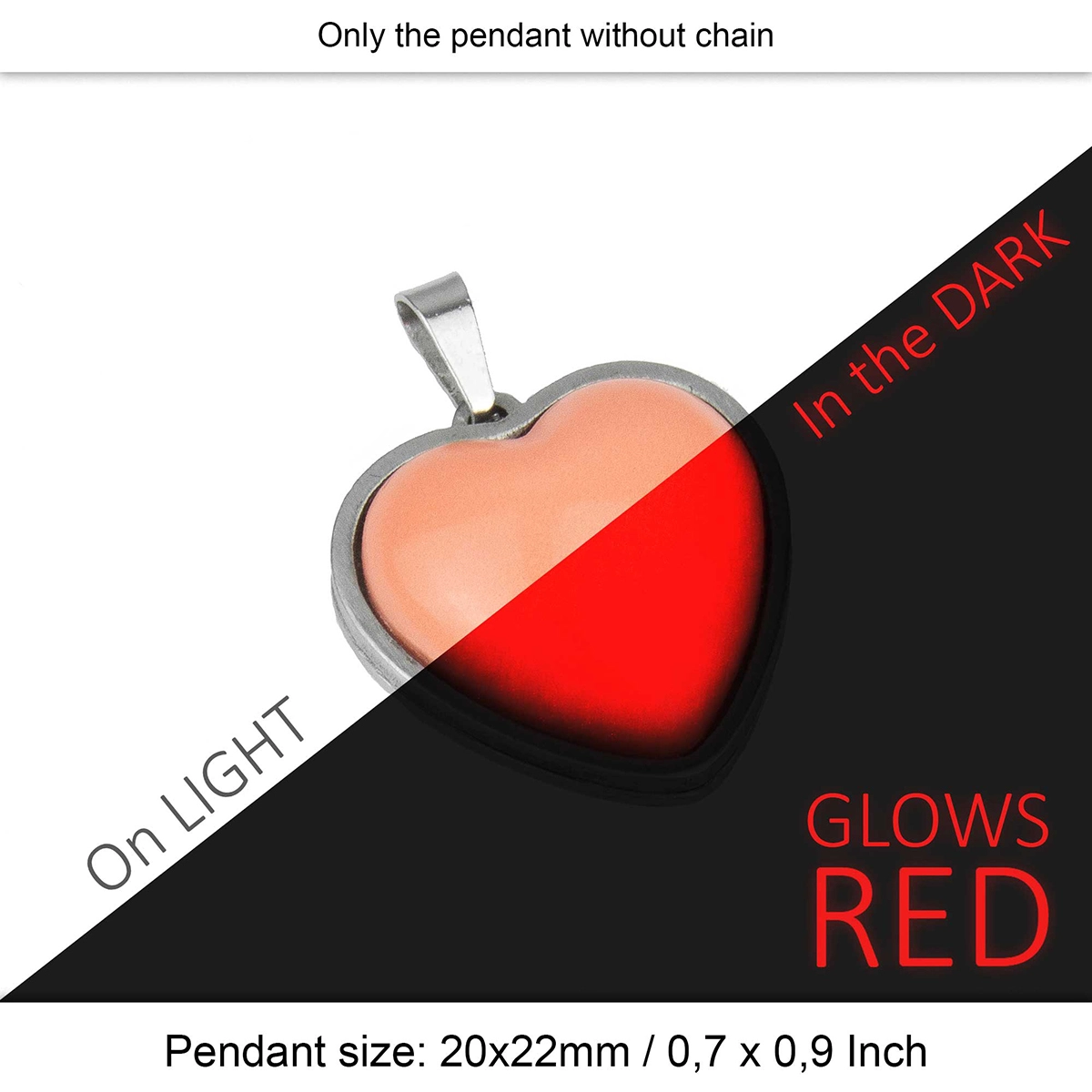 Glow in the Dark Heart Pendant - Stainless Steel Necklace - Image 7