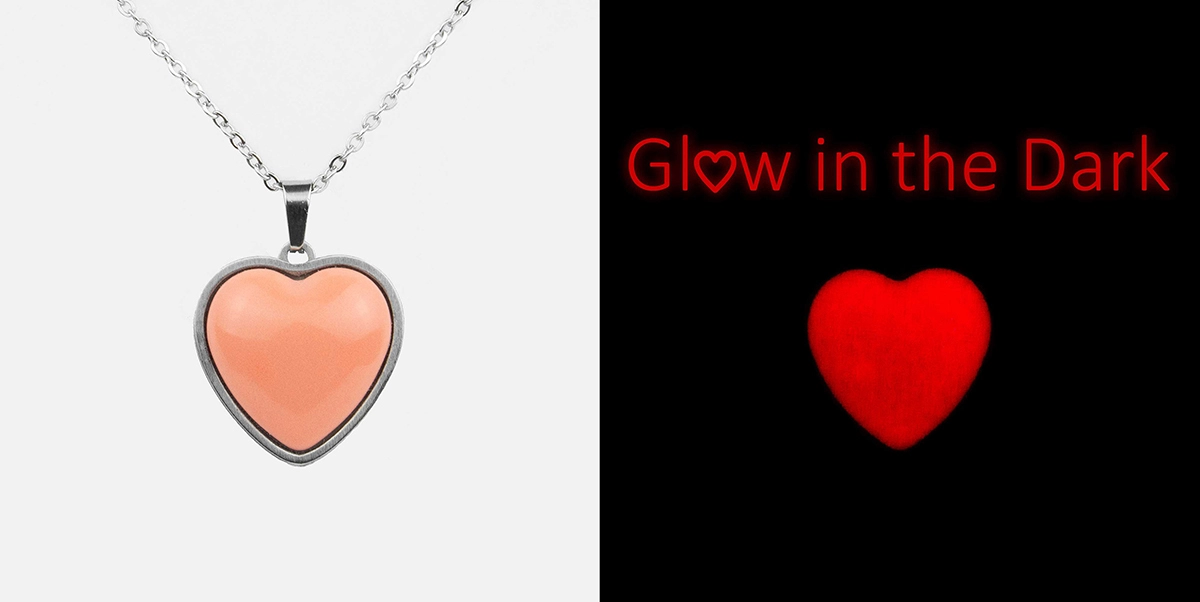 Glow in the Dark Heart Pendant - Stainless Steel Necklace - Image 6