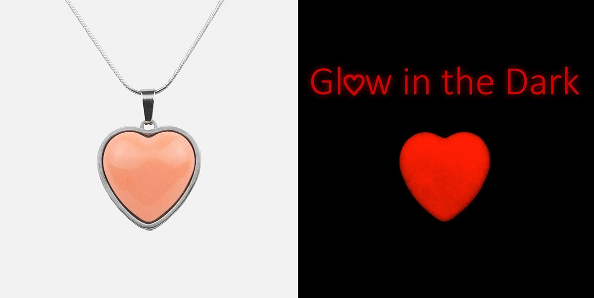 Glow in the Dark Heart Pendant - Stainless Steel Necklace - Image 5