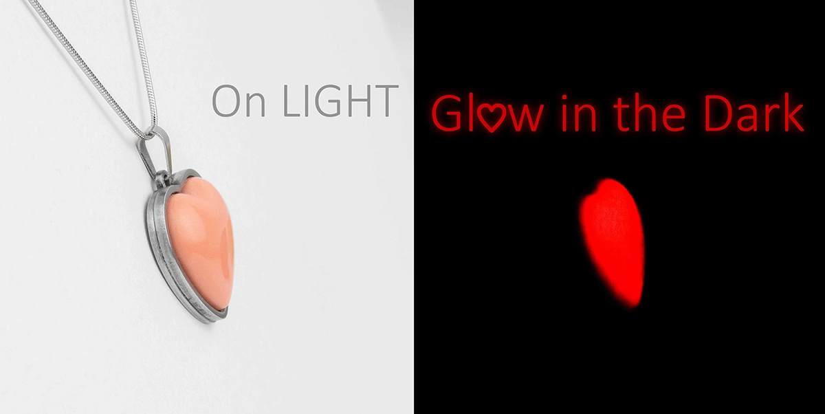 Glow in the Dark Heart Pendant - Stainless Steel Necklace - Image 4
