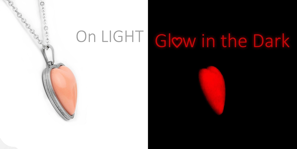 Glow in the Dark Heart Pendant - Stainless Steel Necklace - Image 3