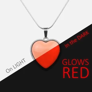 Glow in the Dark Heart Pendant - Stainless Steel Necklace